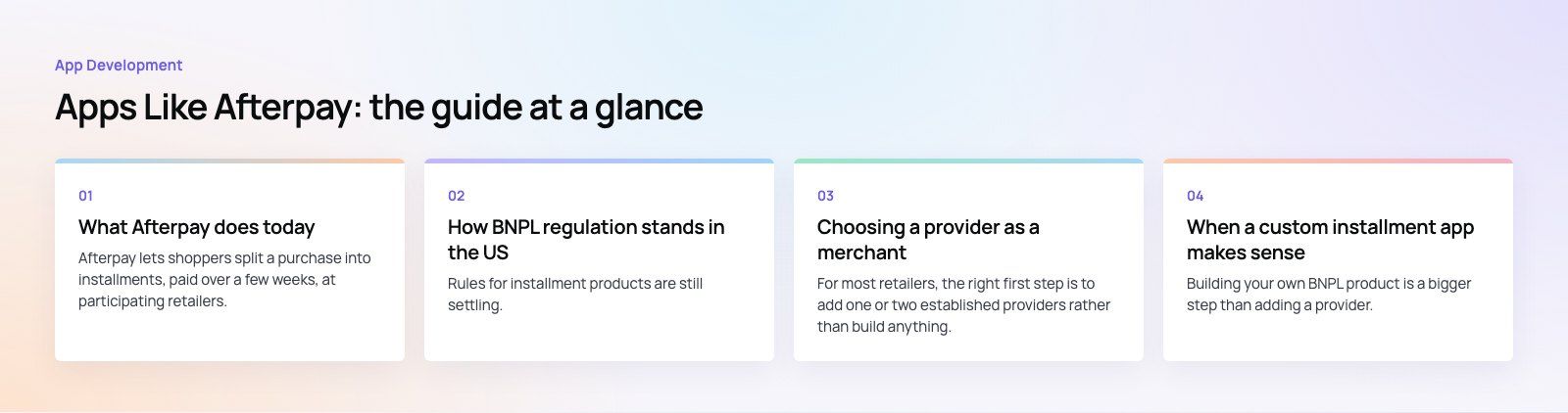 Apps Like Afterpay: Buy Now, Pay Later Alternatives Compared: the main points, a Codeeo diagram