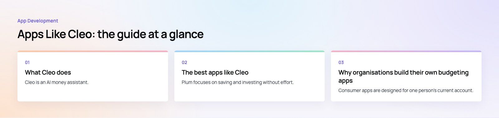 Apps Like Cleo: The Best Budgeting App Alternatives in the UK: the main points, a Codeeo diagram