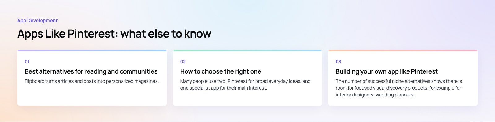 Apps Like Pinterest: The Best Alternatives by Niche: further points, a Codeeo diagram