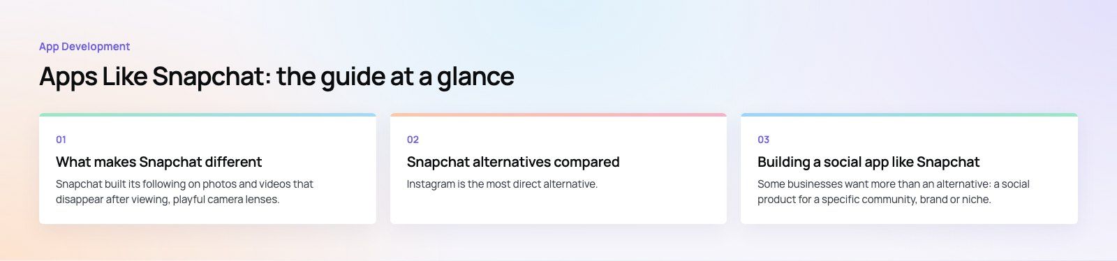 Apps Like Snapchat: Alternatives for Stories, Chat and Video: the main points, a Codeeo diagram