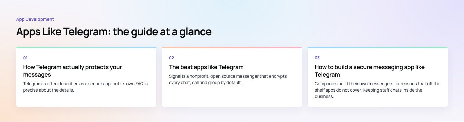 Apps Like Telegram: Secure Messaging Alternatives Compared: the main points, a Codeeo diagram