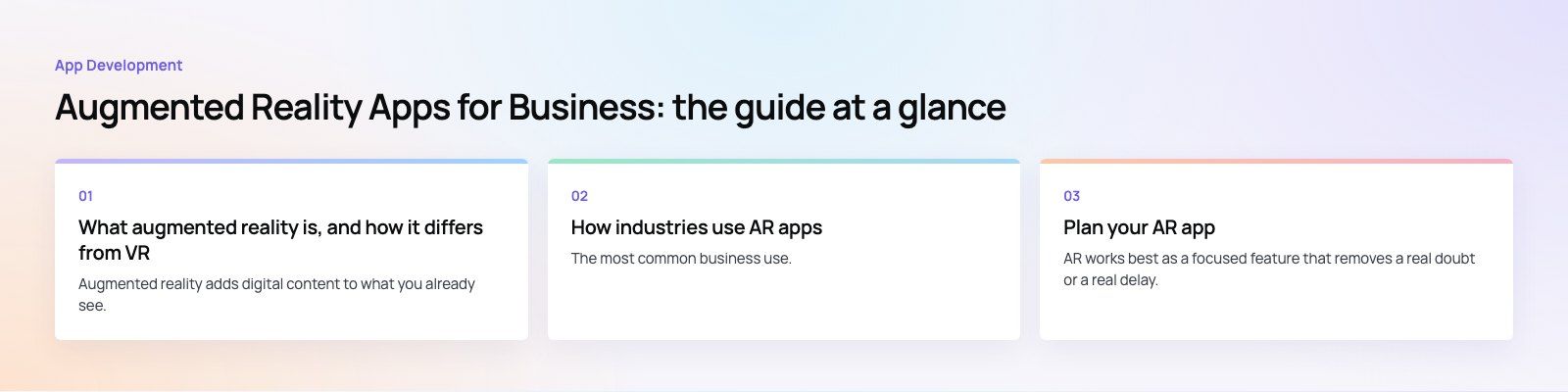 Augmented Reality Apps for Business: Uses, Benefits and How to Start: the main points, a Codeeo diagram