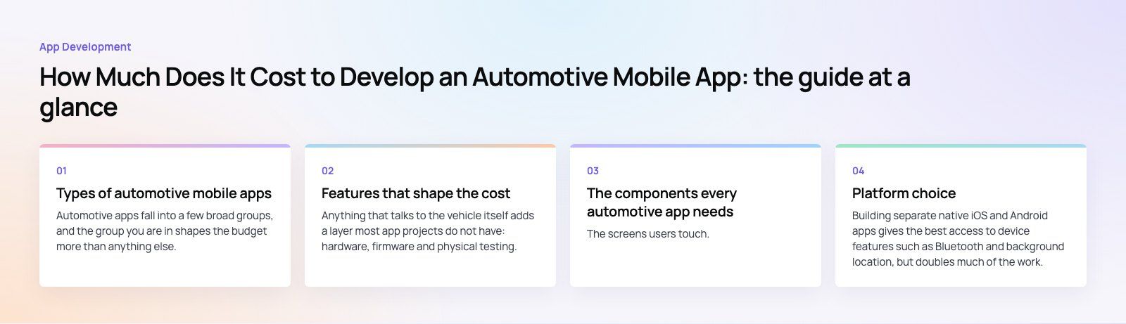 How Much Does It Cost to Develop an Automotive Mobile App?: the main points, a Codeeo diagram