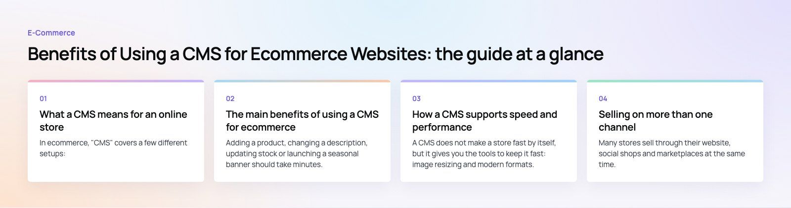 Benefits of Using a CMS for Ecommerce Websites: the main points, a Codeeo diagram