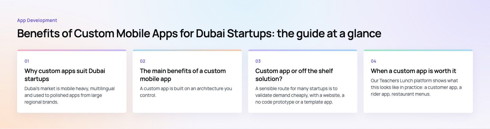 Benefits of Custom Mobile Apps for Dubai Startups: the main points, a Codeeo diagram