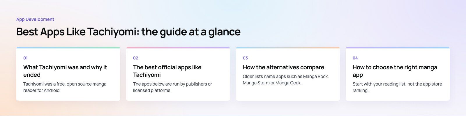 Best Apps Like Tachiyomi: Legal Manga Readers That Still Work: the main points, a Codeeo diagram