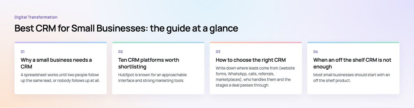 Best CRM for Small Businesses: 10 Options and How to Choose: the main points, a Codeeo diagram