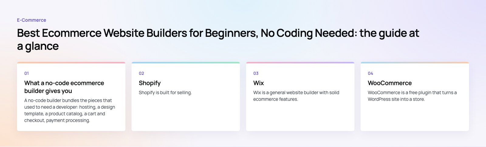 Best Ecommerce Website Builders for Beginners, No Coding Needed: the main points, a Codeeo diagram
