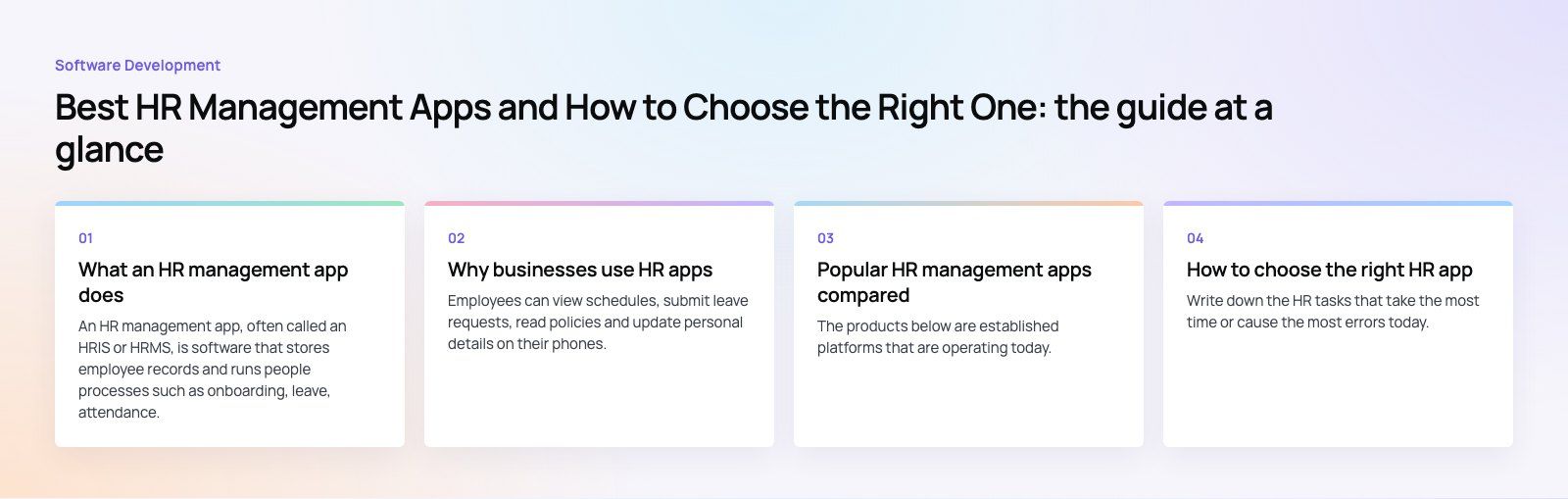 Best HR Management Apps and How to Choose the Right One: the main points, a Codeeo diagram
