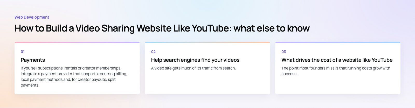 How to Build a Video Sharing Website Like YouTube: further points, a Codeeo diagram