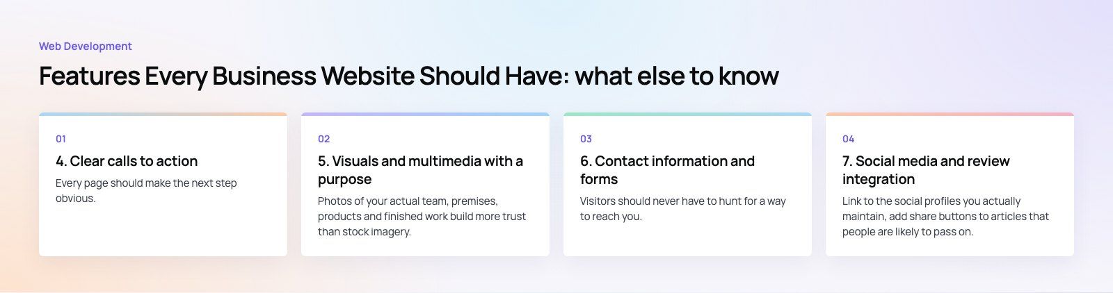 Features Every Business Website Should Have: further points, a Codeeo diagram