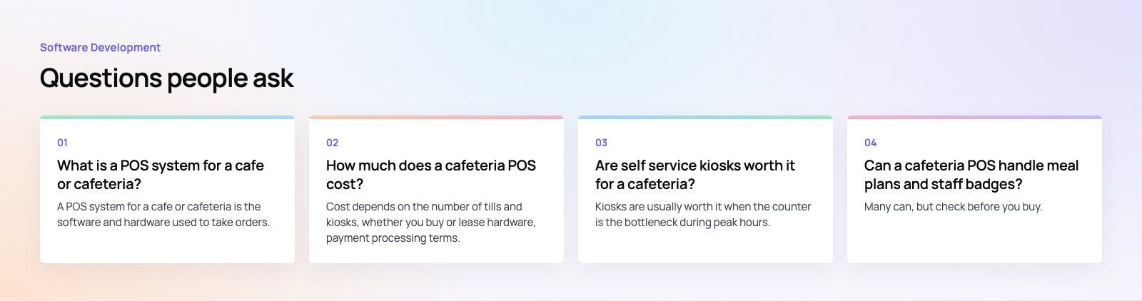 Cafeteria Point of Sale: Features, Choices and Rollout Tips: further points, a Codeeo diagram