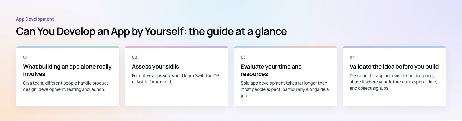 Can You Develop an App by Yourself? What It Really Takes: the main points, a Codeeo diagram