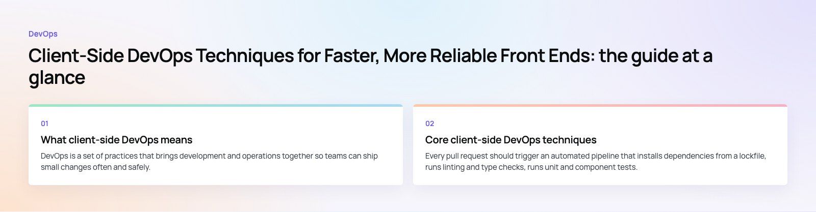 Client-Side DevOps Techniques for Faster, More Reliable Front Ends: the main points, a Codeeo diagram