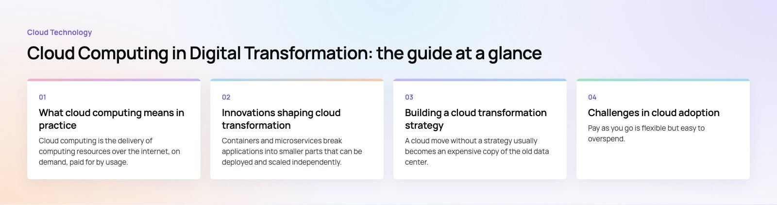 Cloud Computing in Digital Transformation: Models, Strategy, Risks: the main points, a Codeeo diagram