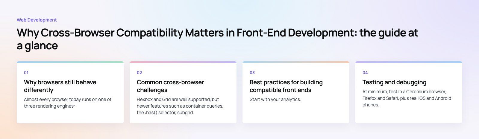 Why Cross-Browser Compatibility Matters in Front-End Development: the main points, a Codeeo diagram