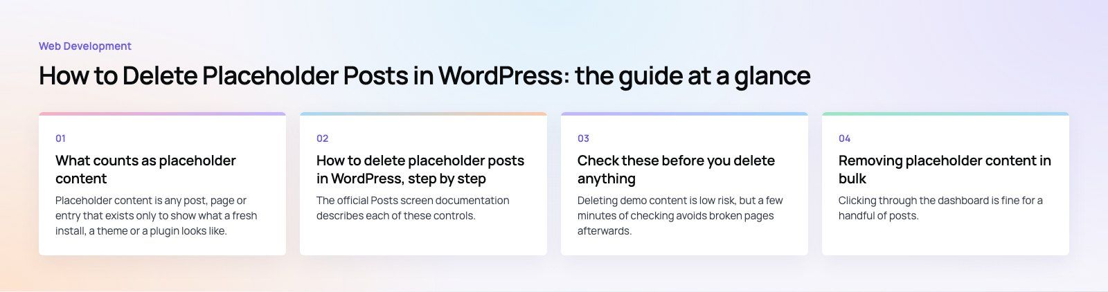 How to Delete Placeholder Posts in WordPress: the main points, a Codeeo diagram