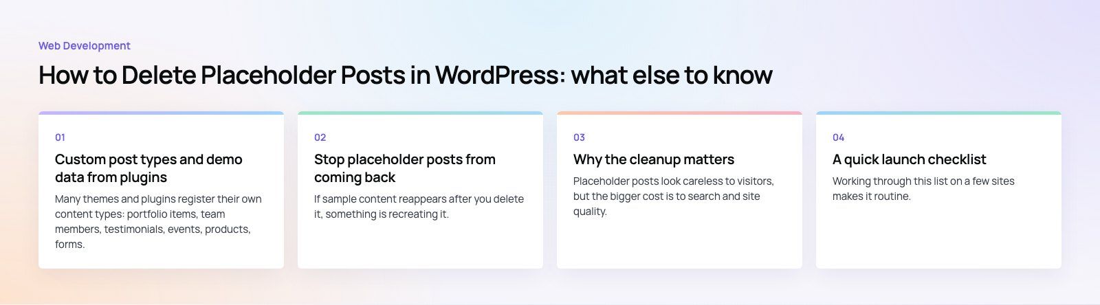 How to Delete Placeholder Posts in WordPress: further points, a Codeeo diagram