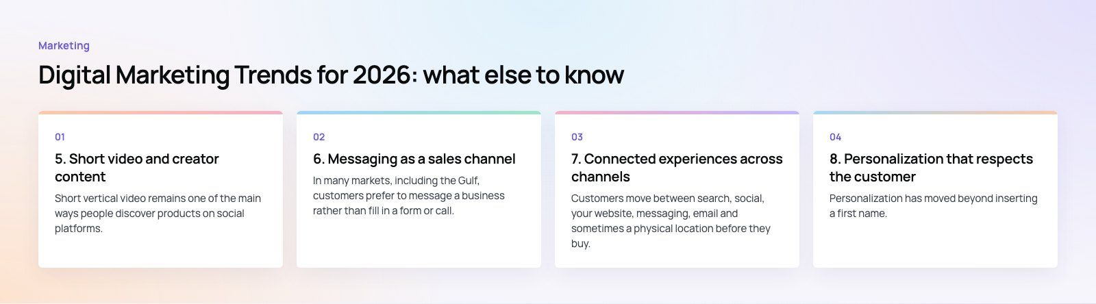 Digital Marketing Trends for 2026: What to Act On Now: further points, a Codeeo diagram