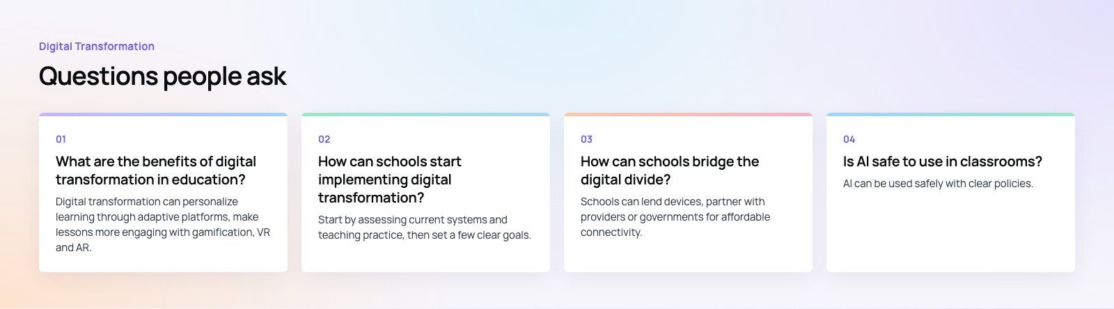 Trends Shaping Digital Transformation in Education: further points, a Codeeo diagram
