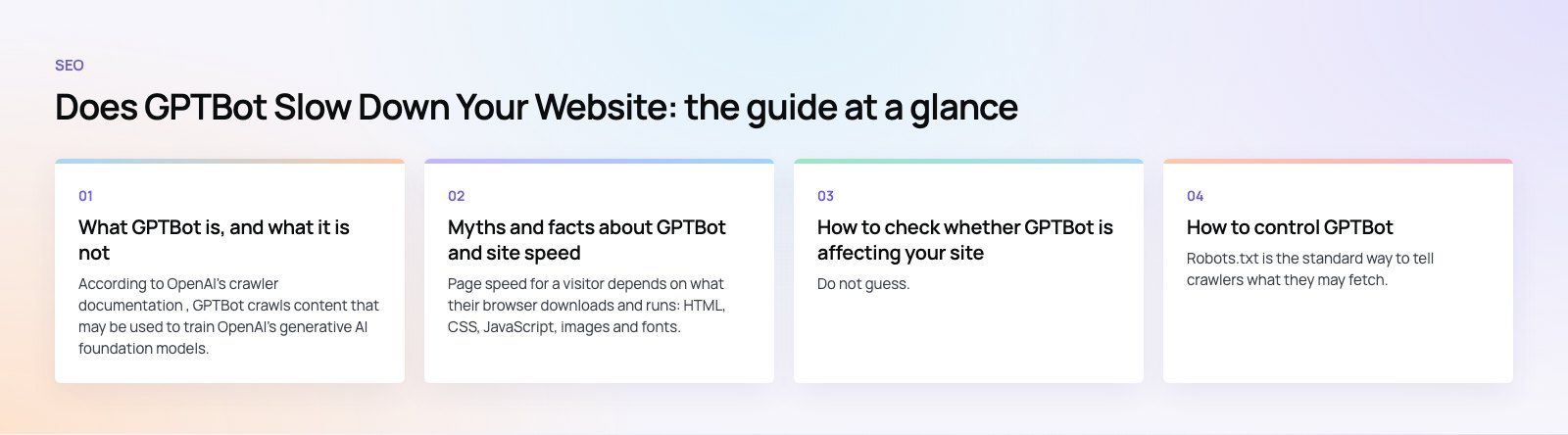 Does GPTBot Slow Down Your Website? Myths and Facts: the main points, a Codeeo diagram