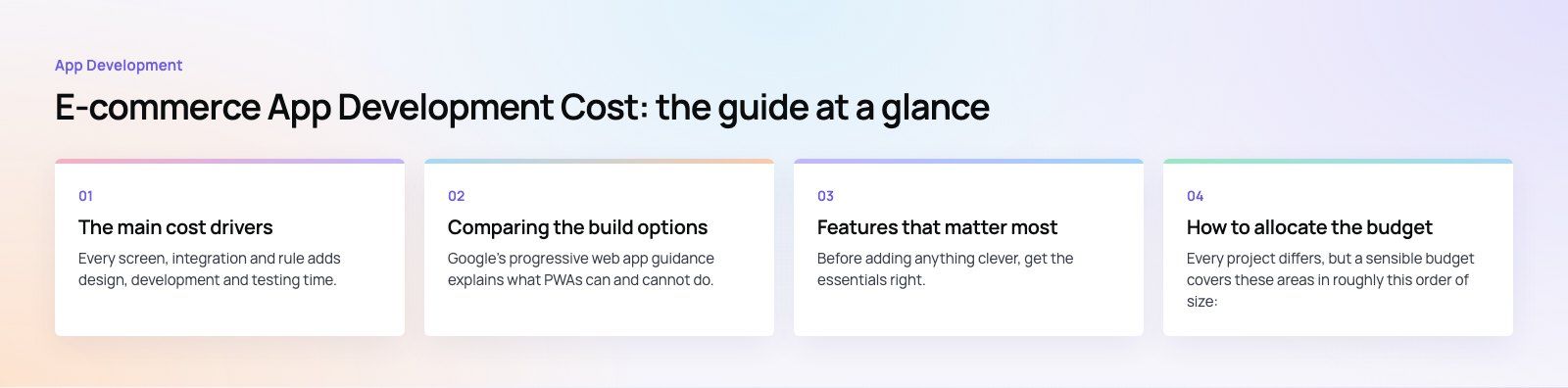 E-commerce App Development Cost: What Drives the Budget: the main points, a Codeeo diagram