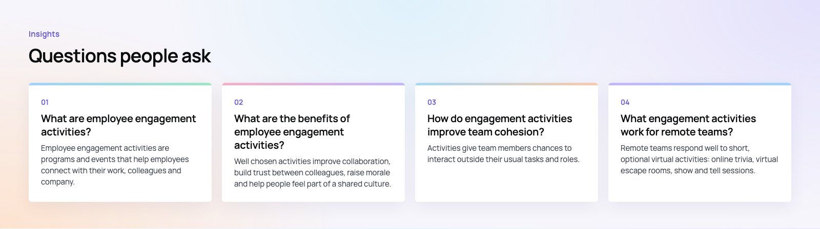 Employee Engagement Activities That Build Team Cohesion: further points, a Codeeo diagram
