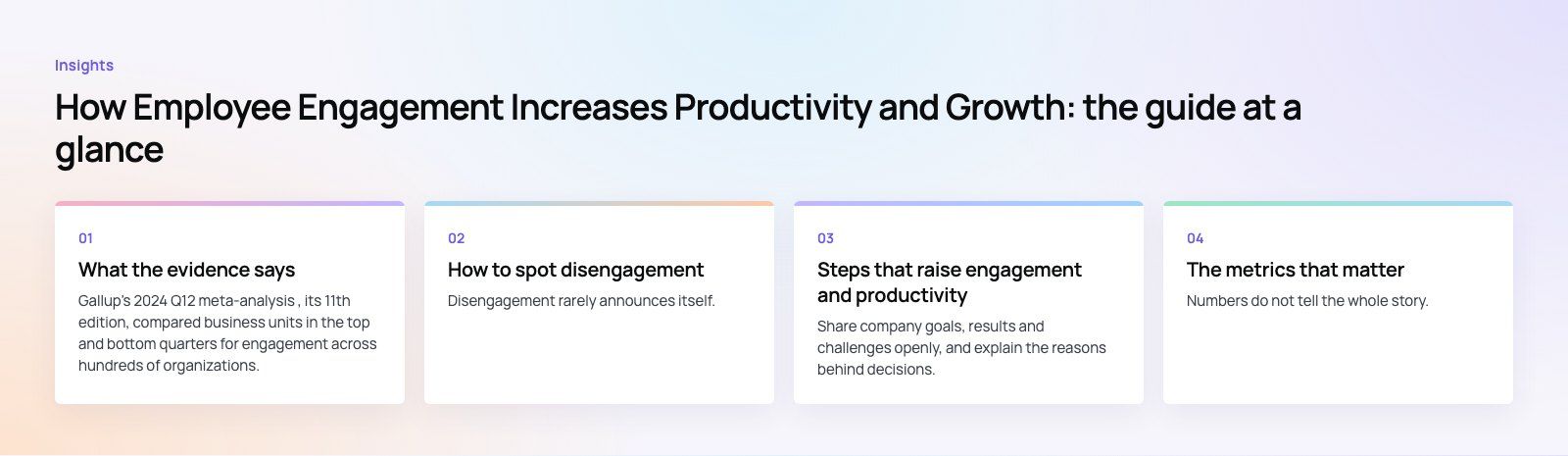 How Employee Engagement Increases Productivity and Growth: the main points, a Codeeo diagram