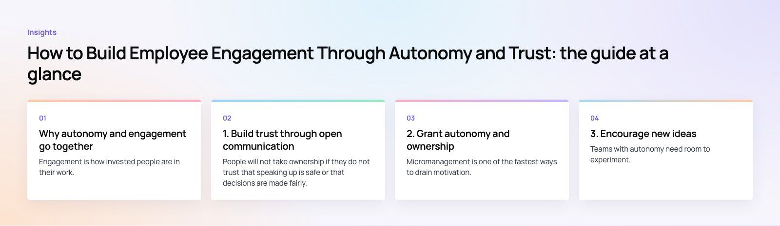 How to Build Employee Engagement Through Autonomy and Trust: the main points, a Codeeo diagram