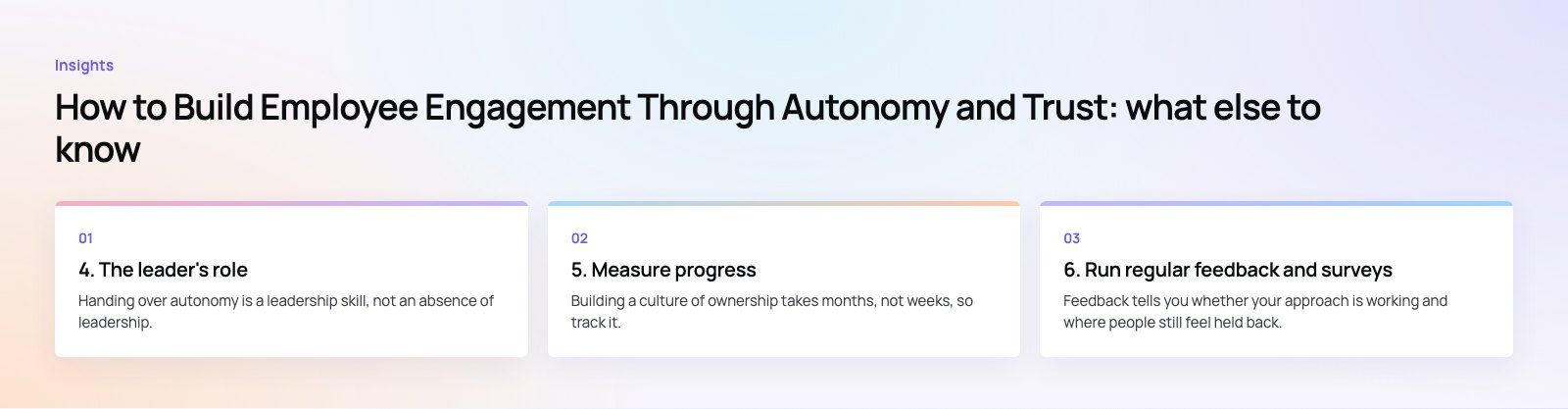 How to Build Employee Engagement Through Autonomy and Trust: further points, a Codeeo diagram