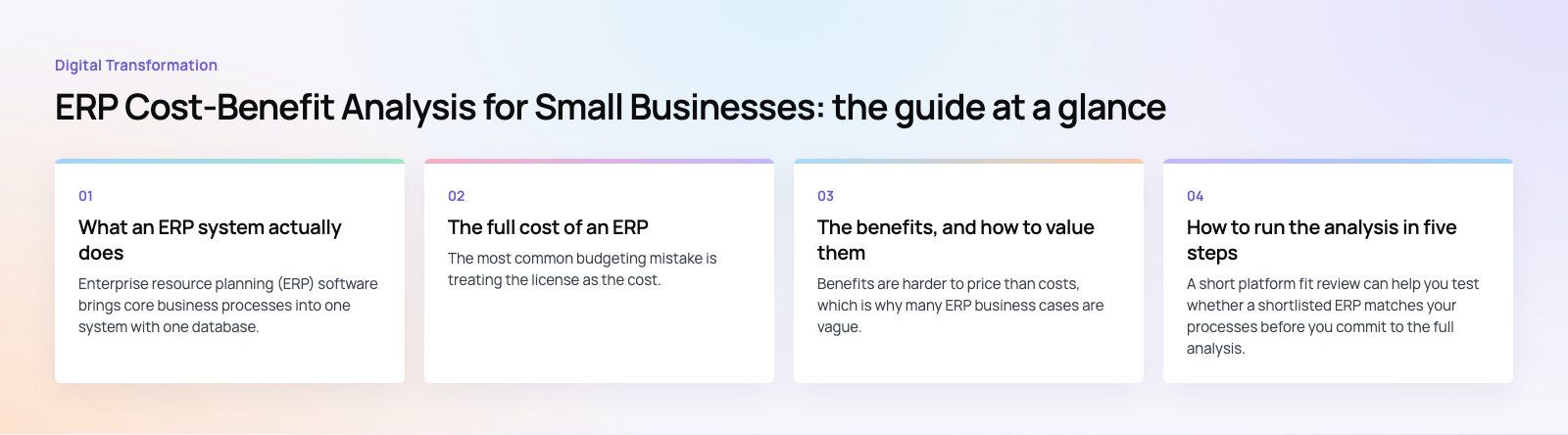 ERP Cost-Benefit Analysis for Small Businesses: the main points, a Codeeo diagram
