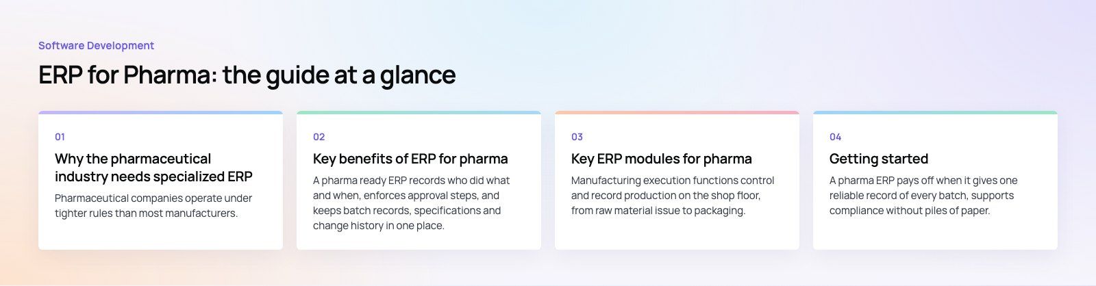 ERP for Pharma: Modules, Compliance and Implementation: the main points, a Codeeo diagram