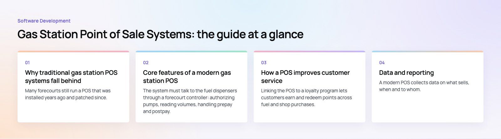 Gas Station Point of Sale Systems: Features and How to Choose: the main points, a Codeeo diagram