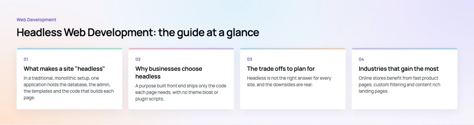 Headless Web Development: Benefits, Trade Offs and When to Use It: the main points, a Codeeo diagram