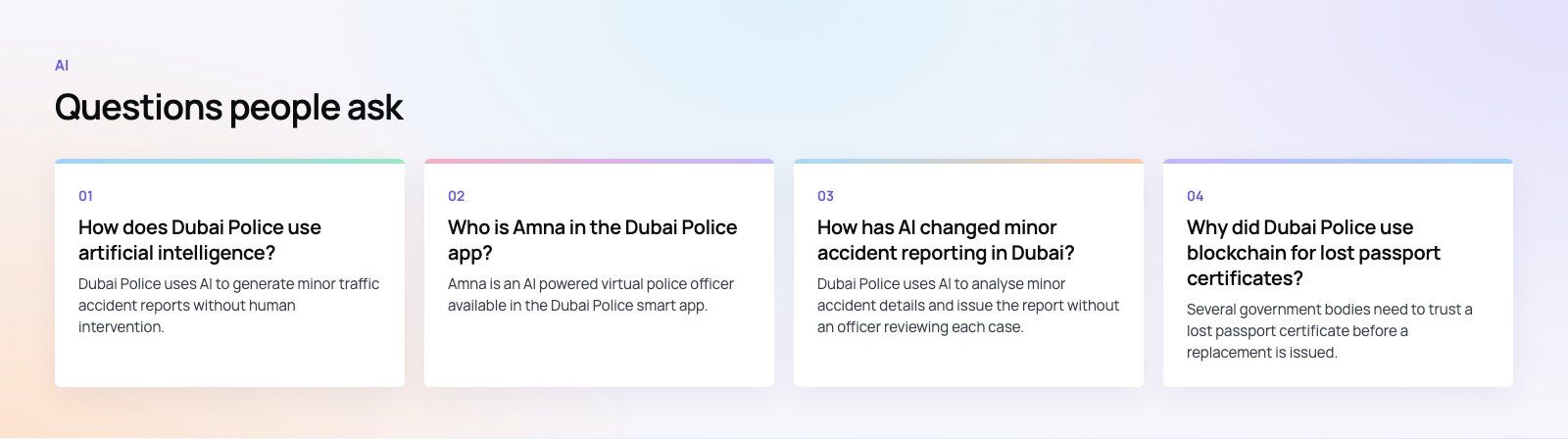 How Dubai Police Uses AI to Improve Public Services: further points, a Codeeo diagram