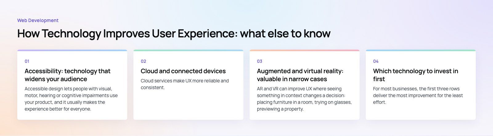 How Technology Improves User Experience: What Actually Helps: further points, a Codeeo diagram