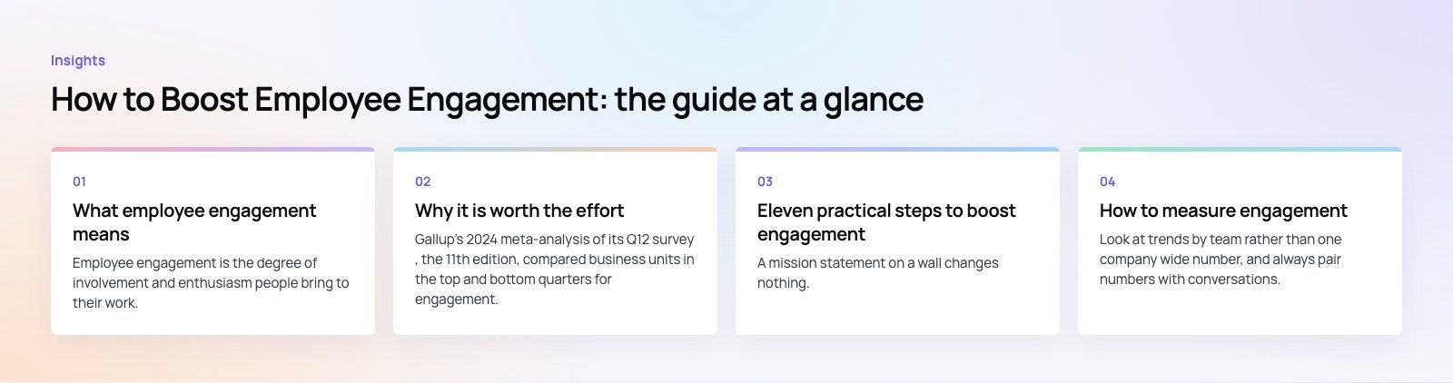 How to Boost Employee Engagement: Practical Steps for HR Leaders: the main points, a Codeeo diagram
