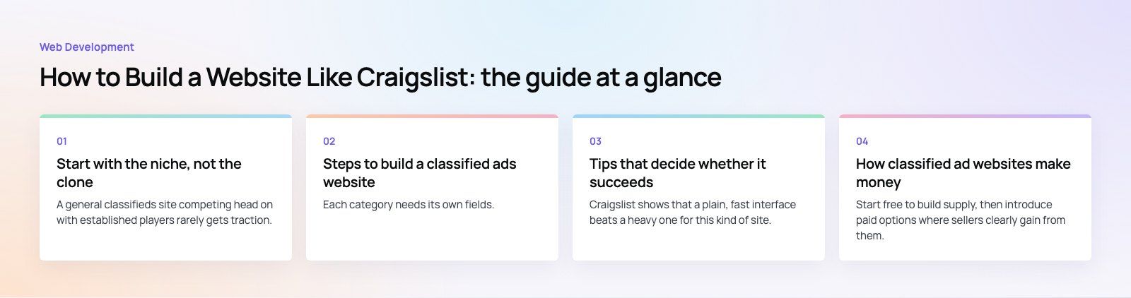 How to Build a Website Like Craigslist: Steps, Features and Tips: the main points, a Codeeo diagram