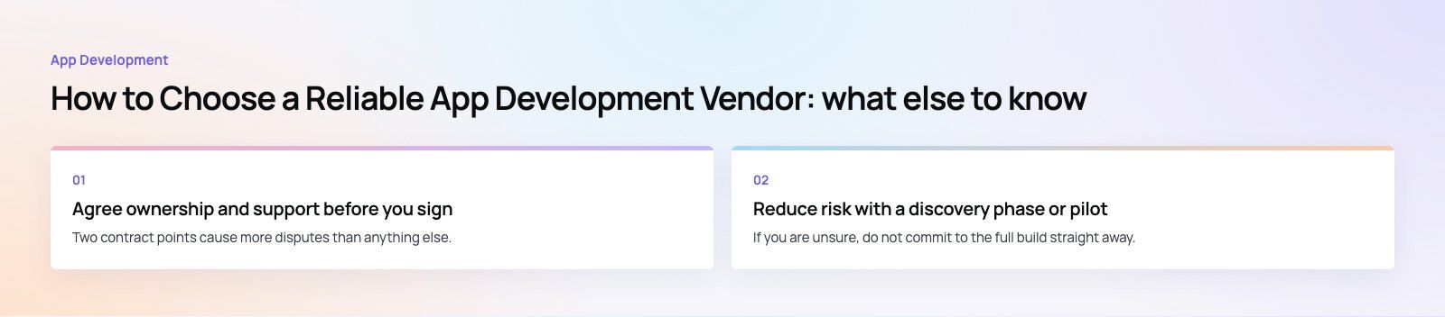How to Choose a Reliable App Development Vendor: further points, a Codeeo diagram