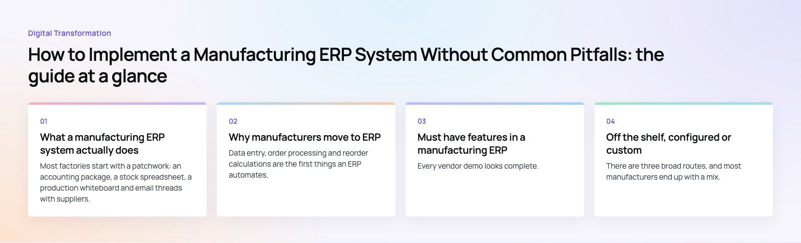 How to Implement a Manufacturing ERP System Without Common Pitfalls: the main points, a Codeeo diagram