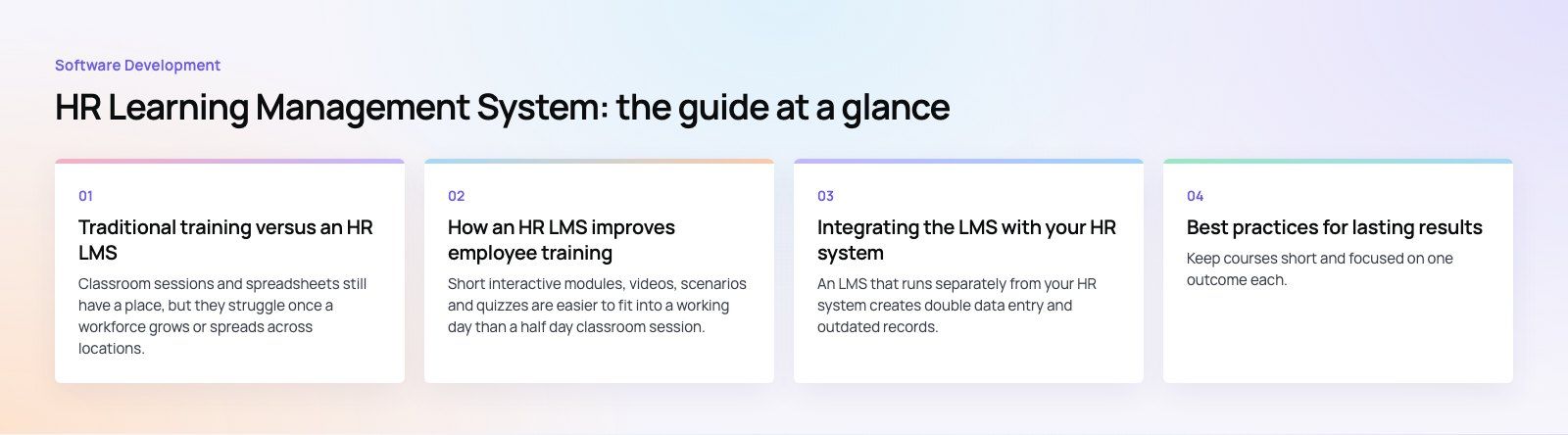HR Learning Management System: How It Improves Employee Training: the main points, a Codeeo diagram