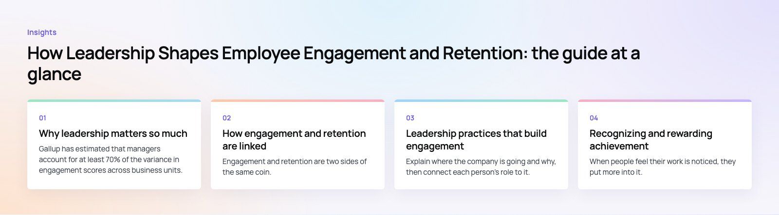 How Leadership Shapes Employee Engagement and Retention: the main points, a Codeeo diagram