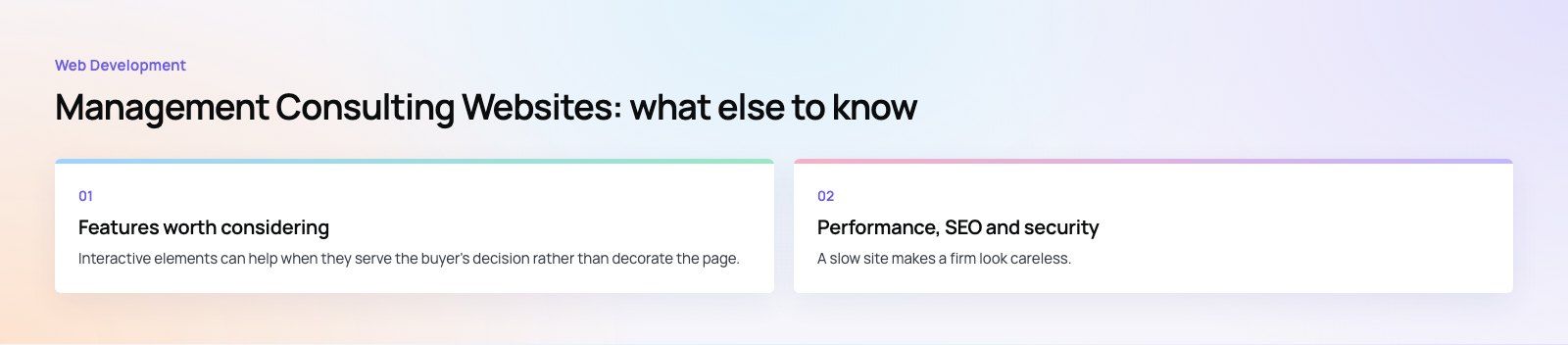 Management Consulting Websites: What the Best Ones Do Well: further points, a Codeeo diagram