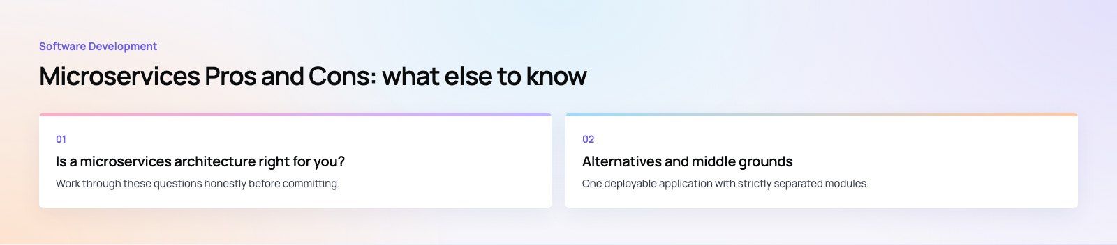 Microservices Pros and Cons: When They Fit and When They Don't: further points, a Codeeo diagram