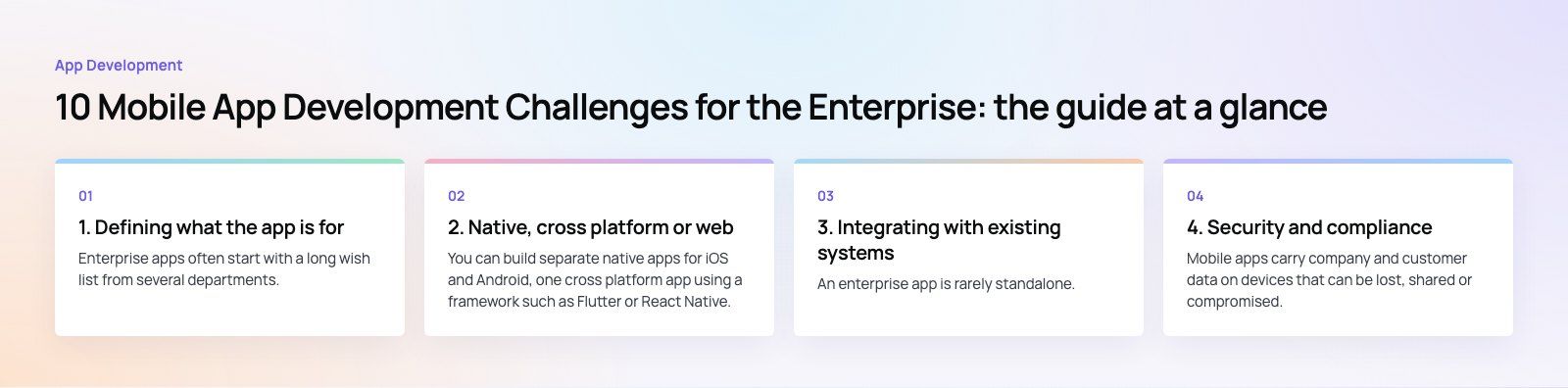 10 Mobile App Development Challenges for the Enterprise: the main points, a Codeeo diagram