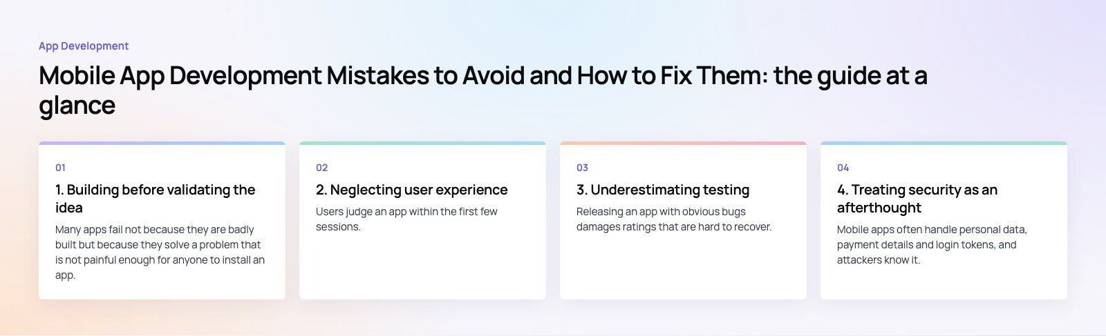 Mobile App Development Mistakes to Avoid and How to Fix Them: the main points, a Codeeo diagram