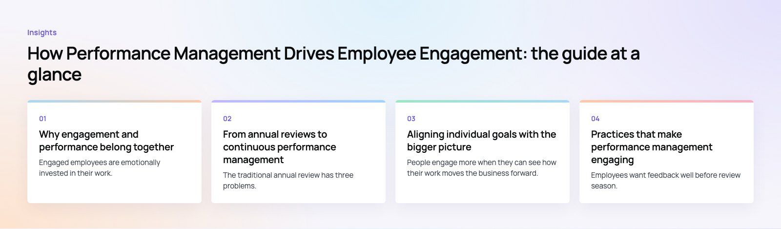 How Performance Management Drives Employee Engagement: the main points, a Codeeo diagram