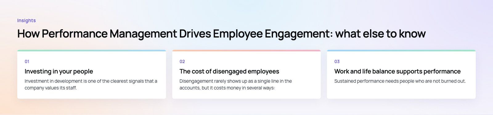 How Performance Management Drives Employee Engagement: further points, a Codeeo diagram