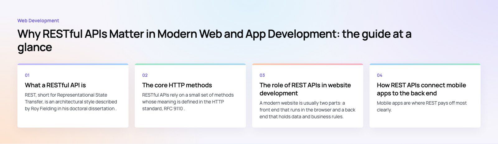 Why RESTful APIs Matter in Modern Web and App Development: the main points, a Codeeo diagram