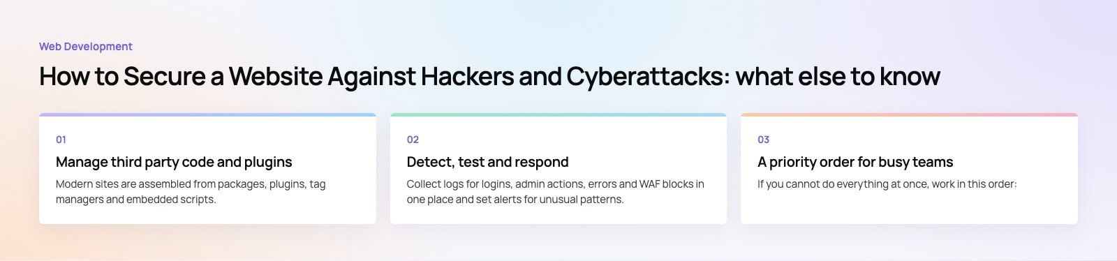 How to Secure a Website Against Hackers and Cyberattacks: further points, a Codeeo diagram